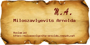 Miloszavlyevits Arnolda névjegykártya